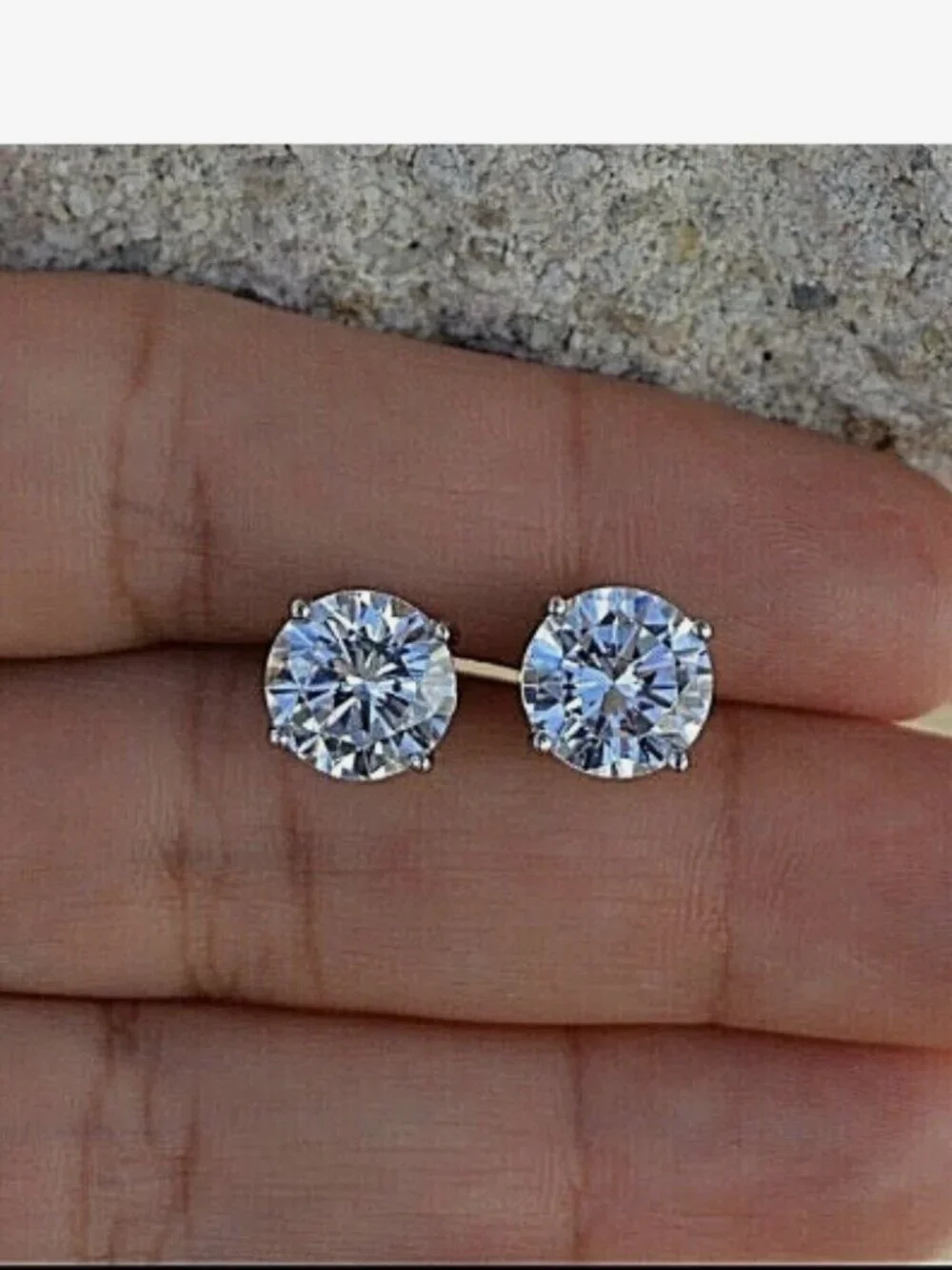 Massive 5 Carat Round White 14k Gold Lab Diamond Earrings